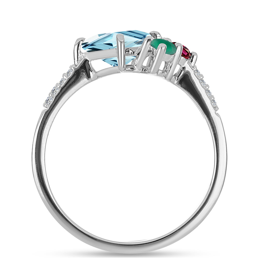 Anillo de Plata con Amatista de Marruecos y Ágata Verde 2 