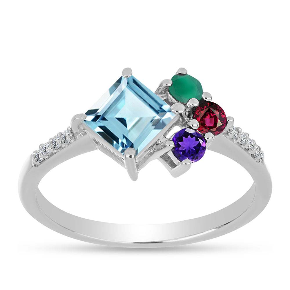 Anillo de Plata con Amatista de Marruecos y Ágata Verde 3 