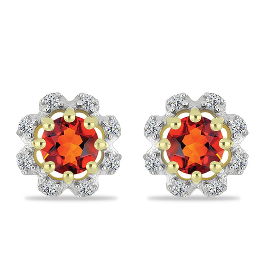 Pendientes de Plata Bañada en Oro con Citrino de Madeira y Topacio Blanco