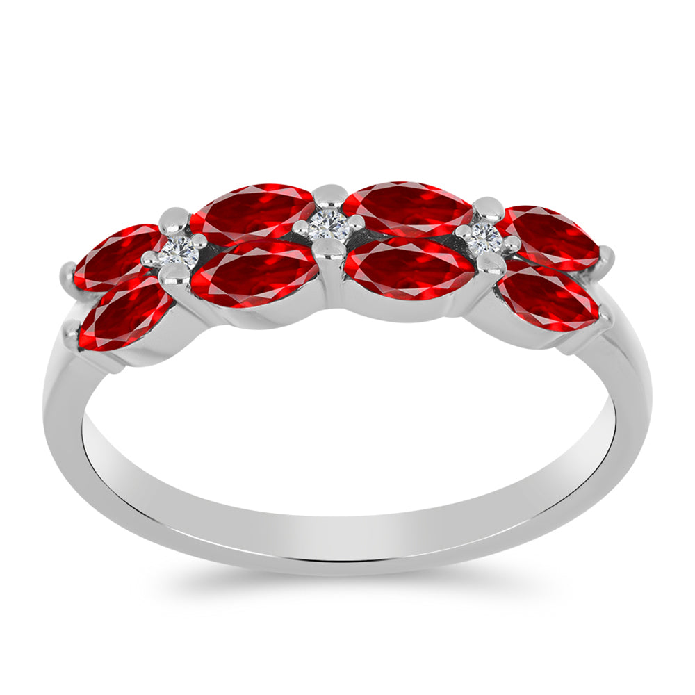Anillo de Plata con Ágata Roja y Topacio Blanco 1 