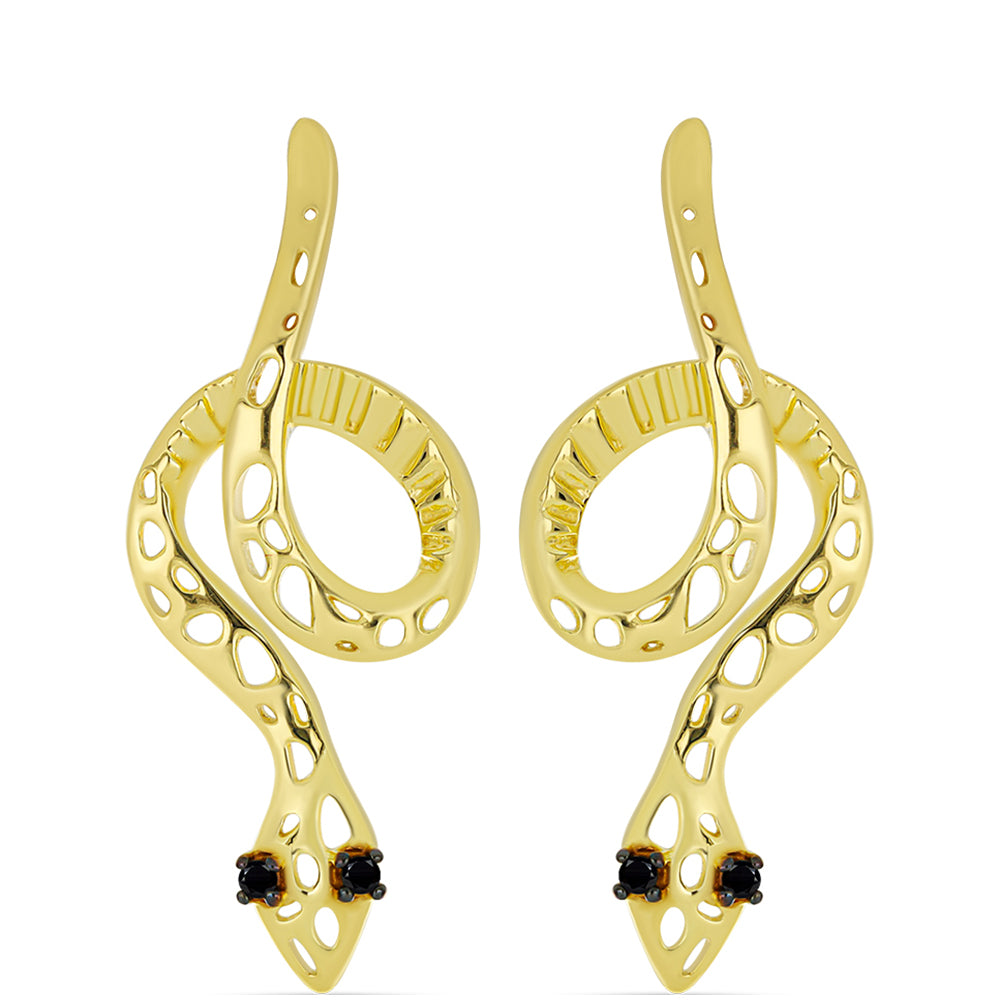 Pendientes de Plata Bañada en Oro con Espinela Negra 1 