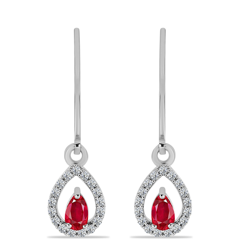 Pendientes de Plata con Ágata Roja y Topacio Blanco
