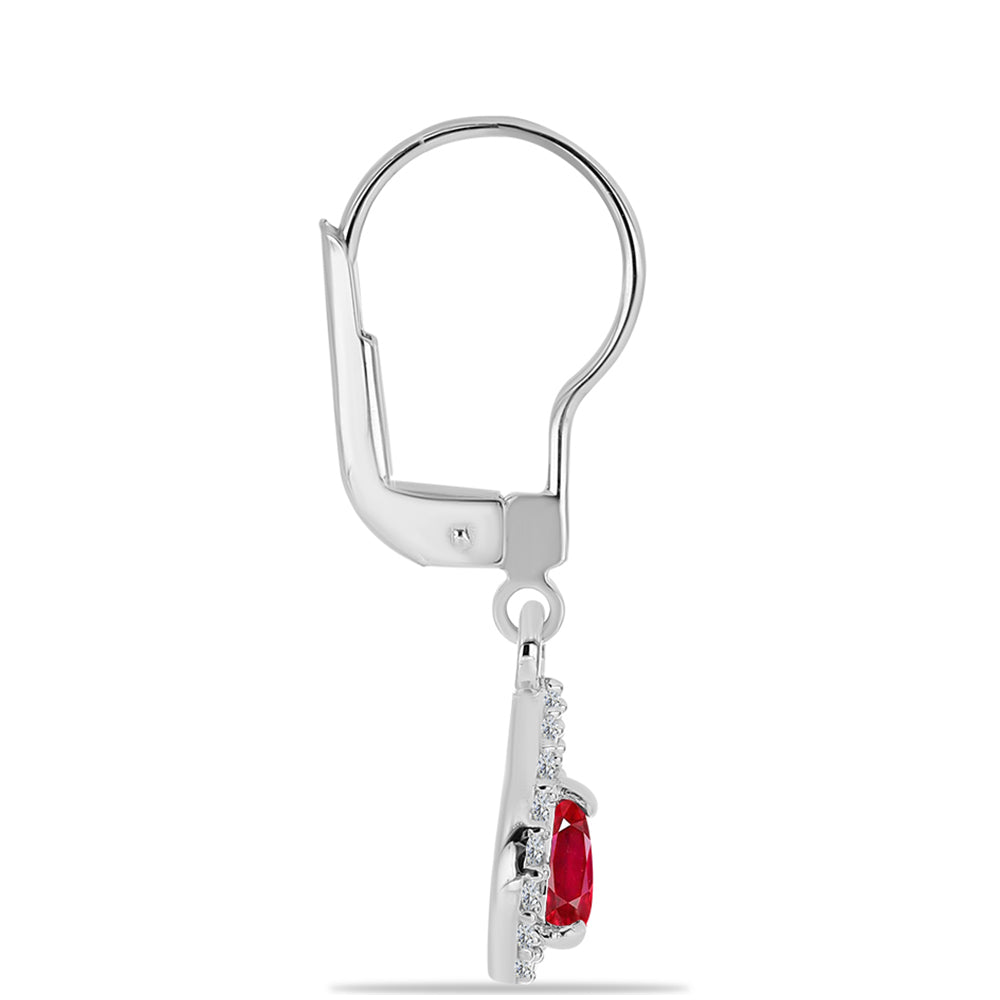 Pendientes de Plata con Ágata Roja y Topacio Blanco