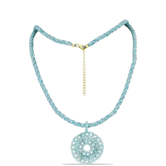 Collar de Plata Bañada en Oro con Amazonita