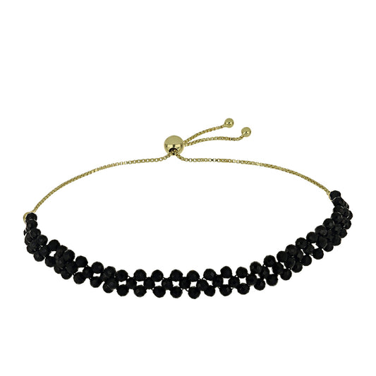 Pulsera de Plata Bañada en Oro con Espinela Negra