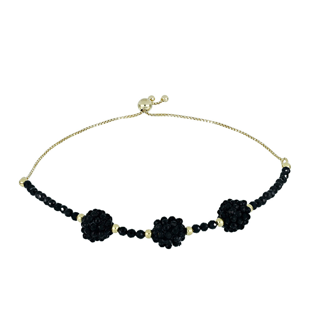 Pulsera de Plata Bañada en Oro con Espinela Negra 1 