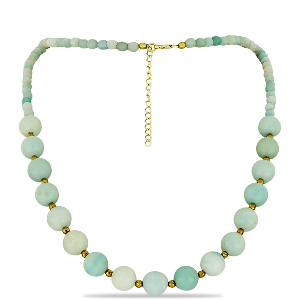 Collar de Plata Bañada en Oro con Amazonita y Hematita de Cerro Bolívar 1 