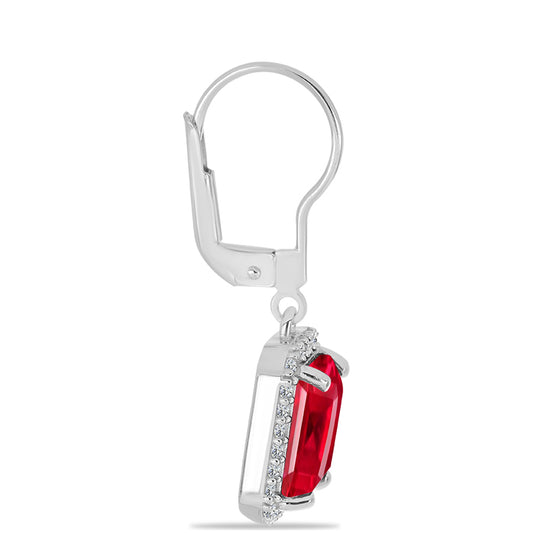 Pendientes de Plata con Ágata Roja y Topacio Blanco