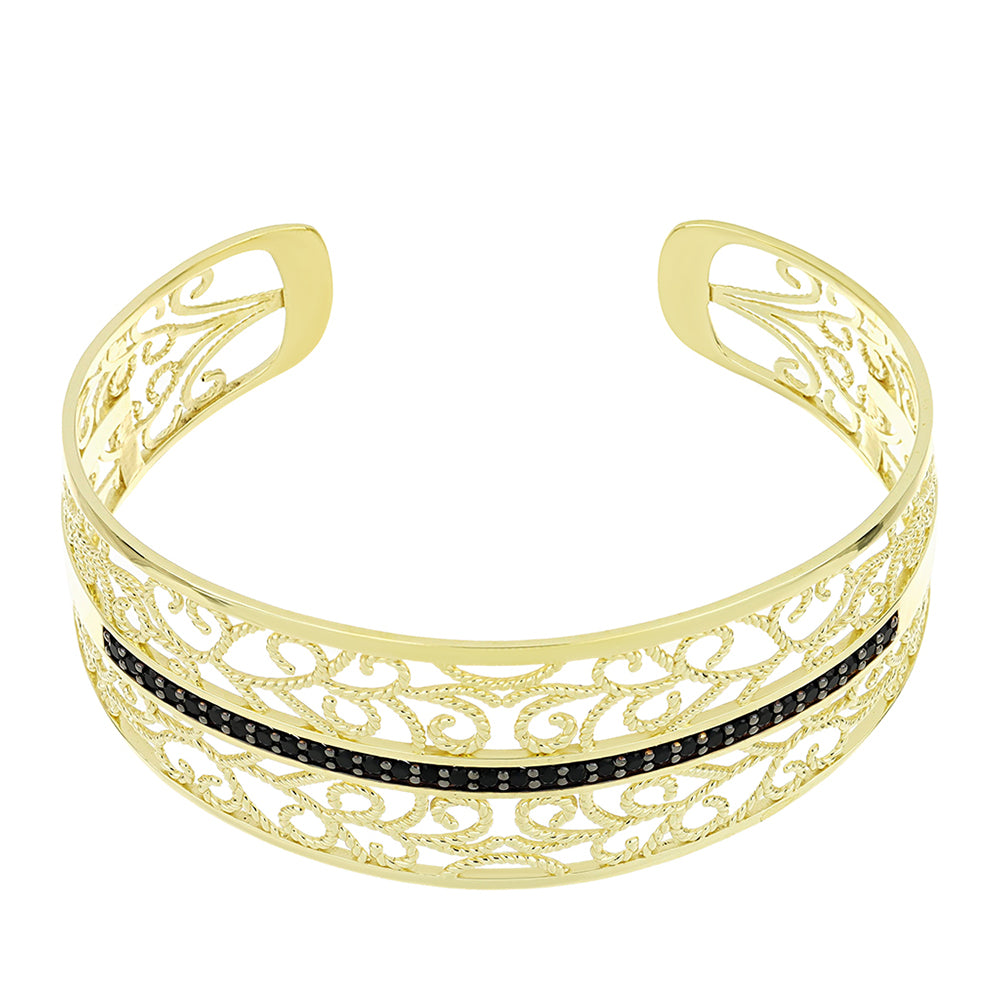 Brazalete de Plata Bañada en Oro con Espinela Negra