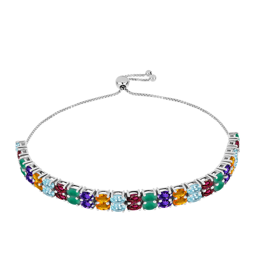 Pulsera de Plata con Amatista de Marruecos y Ágata Verde