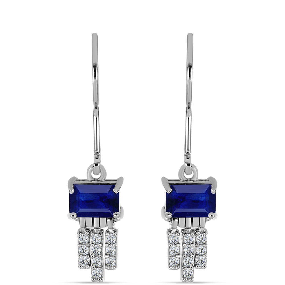Pendientes de Plata con Zafiro Azul Australiano y Topacio Blanco 1 