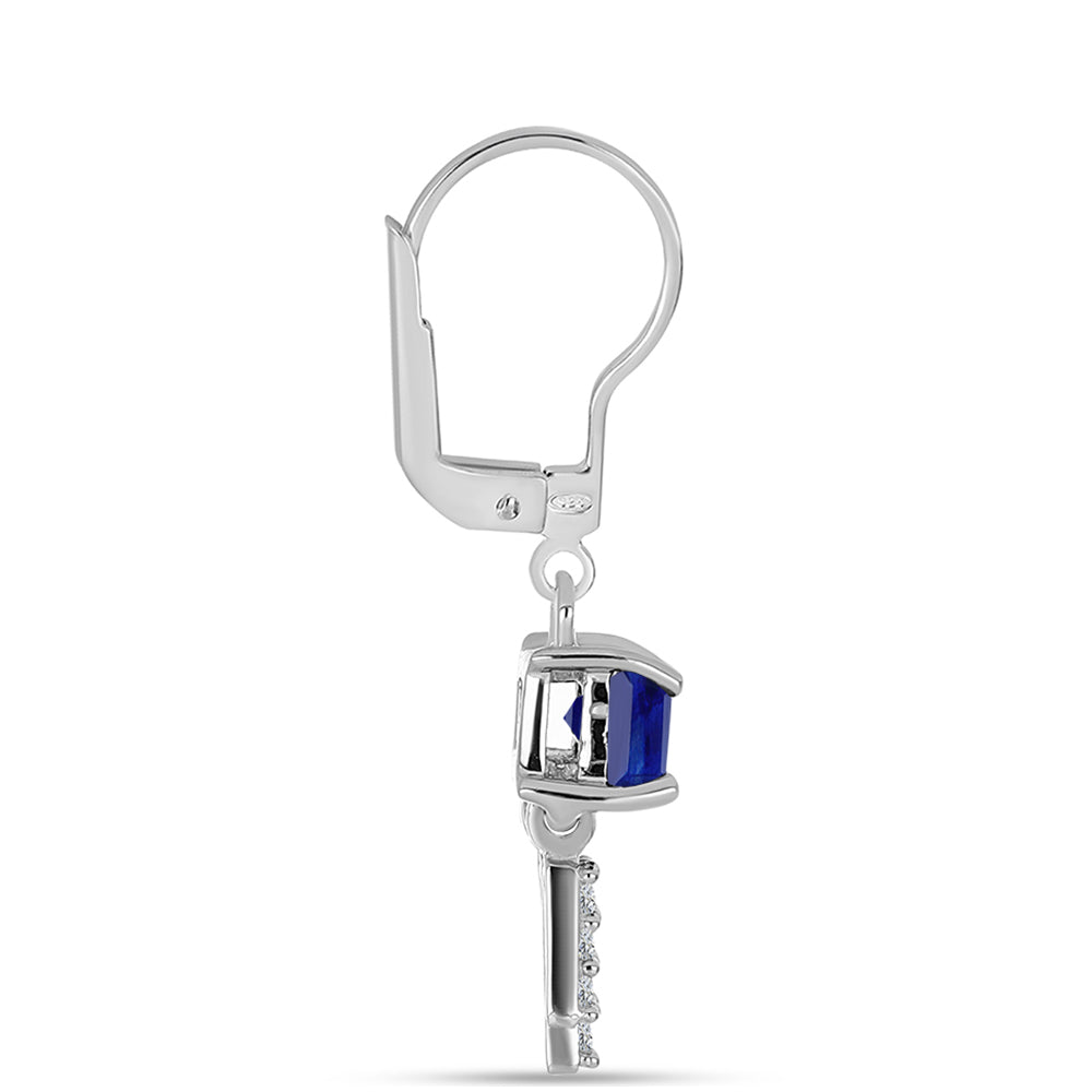 Pendientes de Plata con Zafiro Azul Australiano y Topacio Blanco 2 