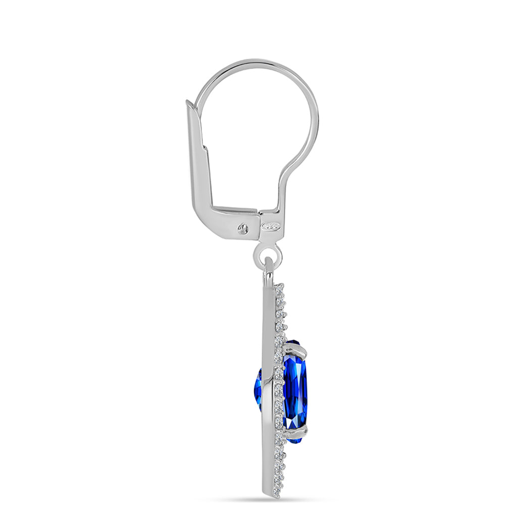 Pendientes de Plata con Zafiro Azul Australiano y Topacio Blanco 2 