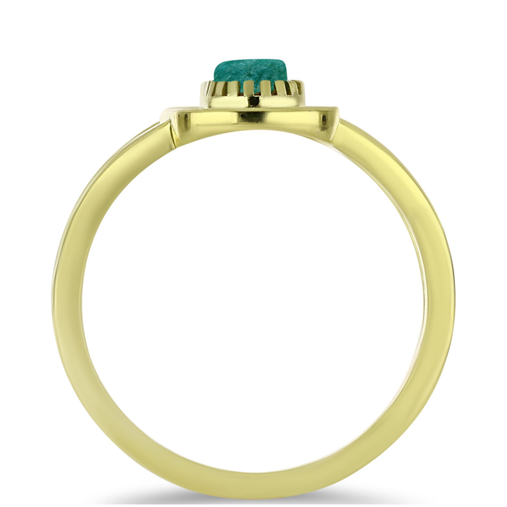 Anillo de Plata Bañada en Oro con Amazonita
