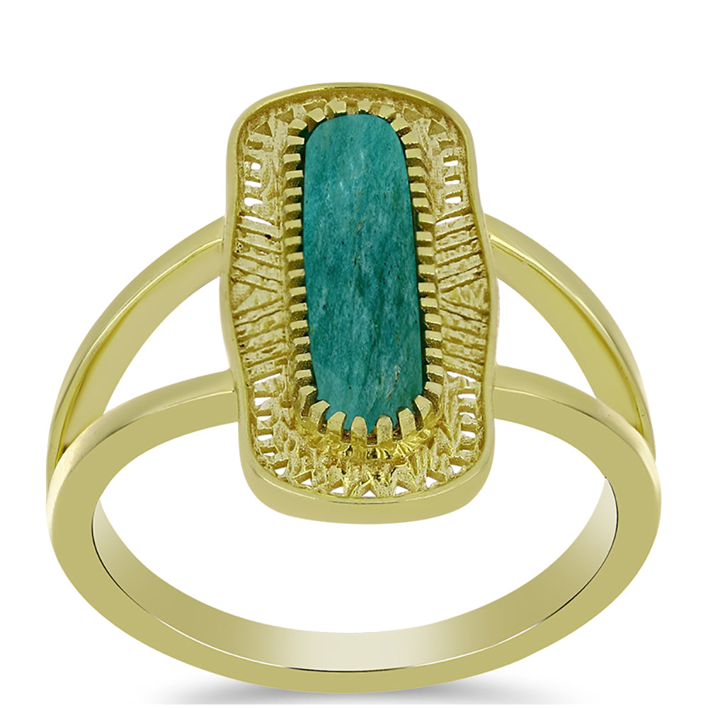 Anillo de Plata Bañada en Oro con Amazonita 3 