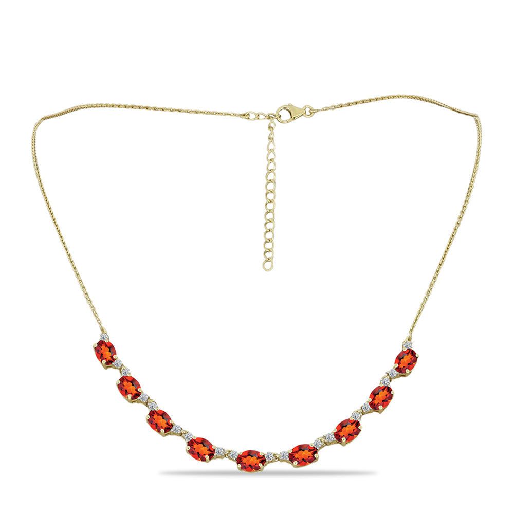 Collar de Plata Bañada en Oro con Citrino de Madeira y Topacio Blanco 1 