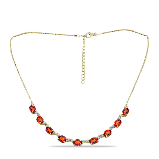 Collar de Plata Bañada en Oro con Citrino de Madeira y Topacio Blanco