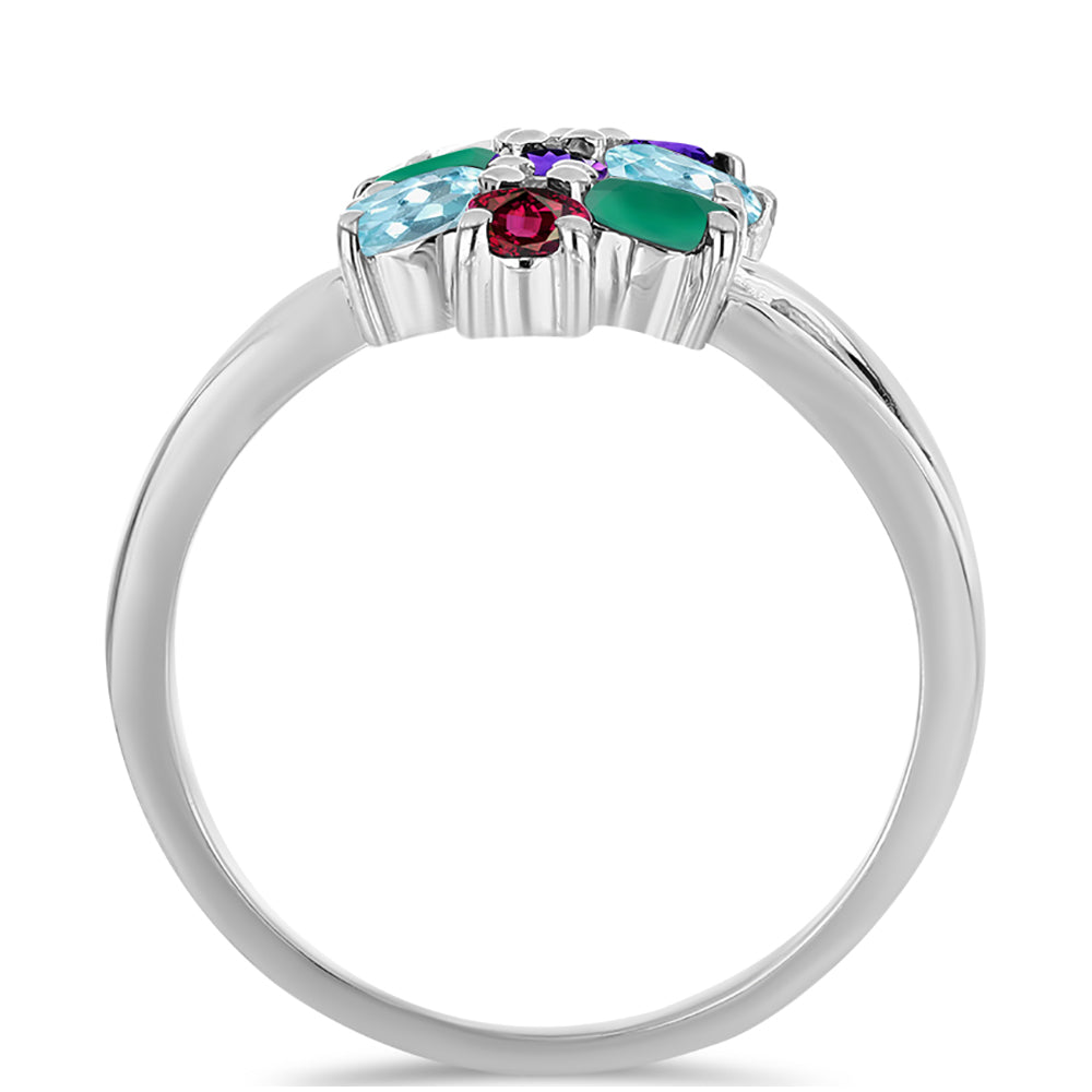 Anillo de Plata con Amatista de Marruecos y Ágata Verde 2 