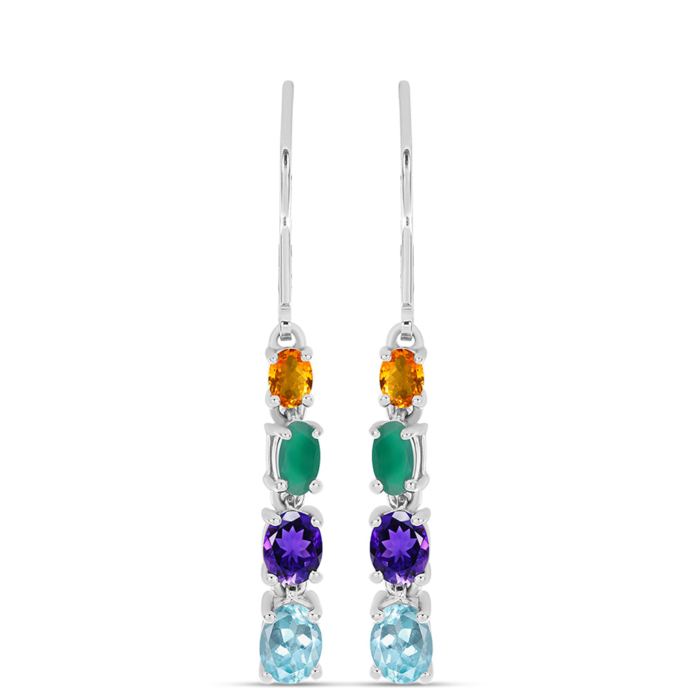 Pendientes de Plata con Amatista de Marruecos y Ágata Verde 1 