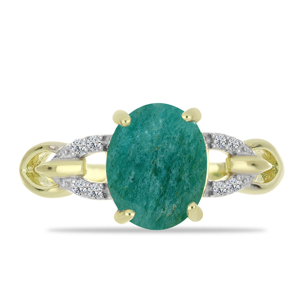 Anillo de Plata Bañada en Oro con Amazonita y Topacio Blanco 1 