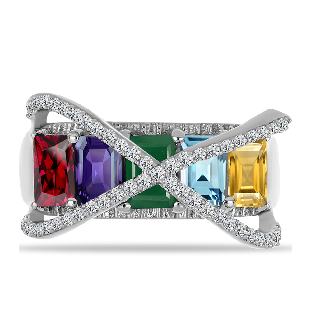 Anillo de Plata con Amatista de Marruecos y Ágata Verde 1 