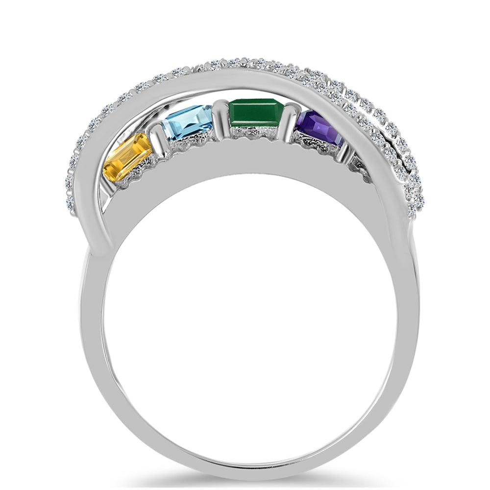 Anillo de Plata con Amatista de Marruecos y Ágata Verde 2 