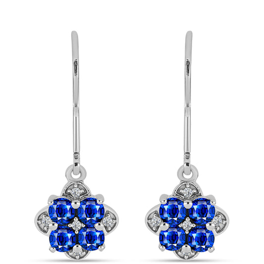 Pendientes de Plata con Zafiro Azul Australiano y Topacio Blanco