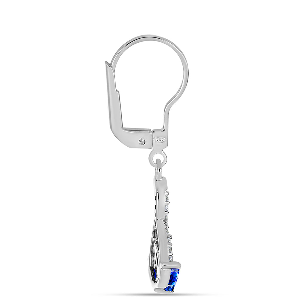 Pendientes de Plata con Zafiro Azul Australiano y Topacio Blanco 2 