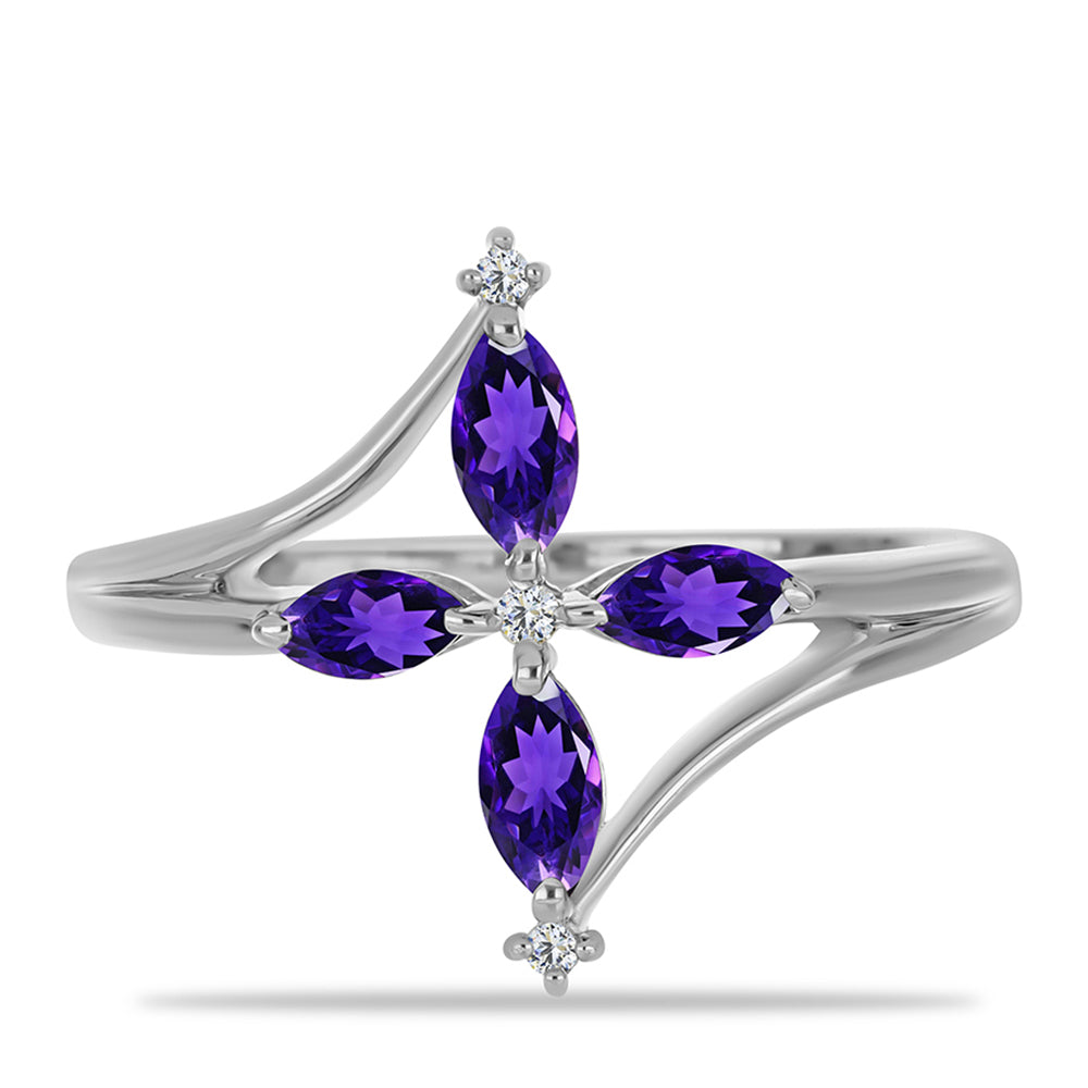 Anillo de Plata con Amatista de Marruecos y Topacio Blanco 1 