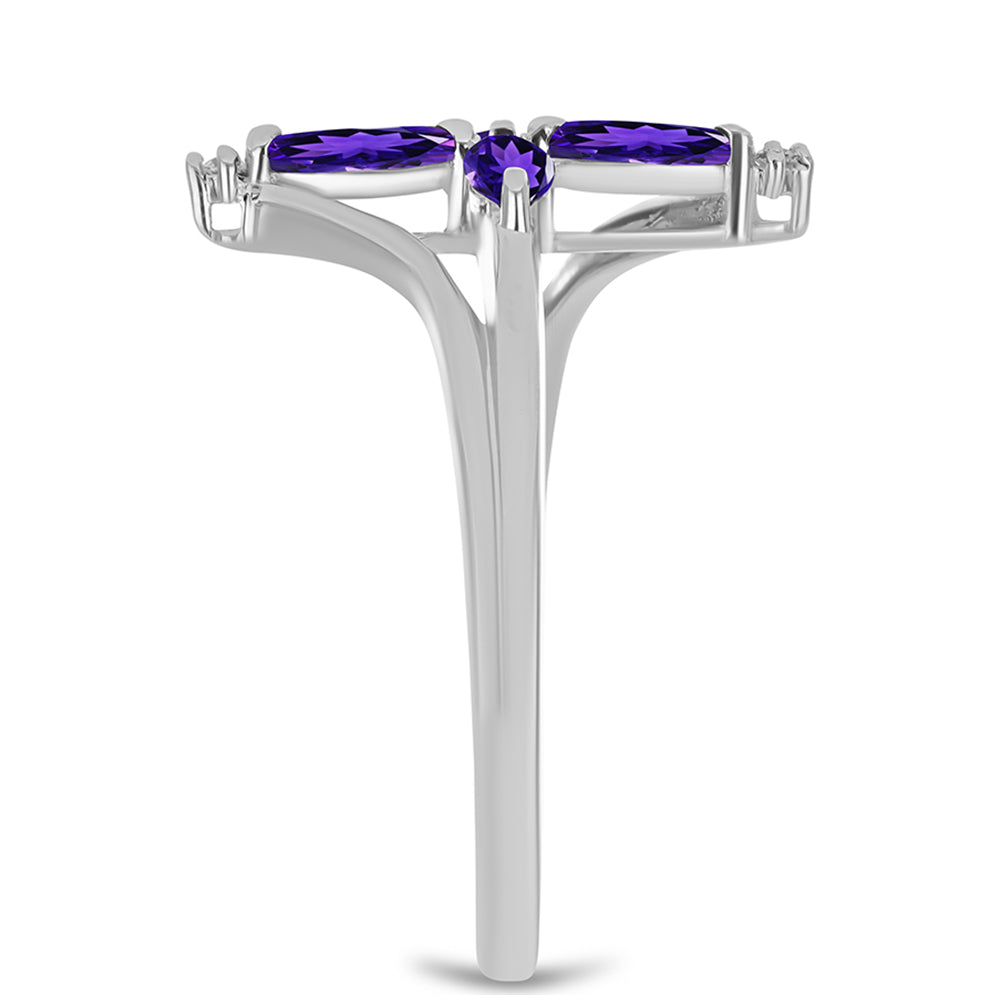 Anillo de Plata con Amatista de Marruecos y Topacio Blanco