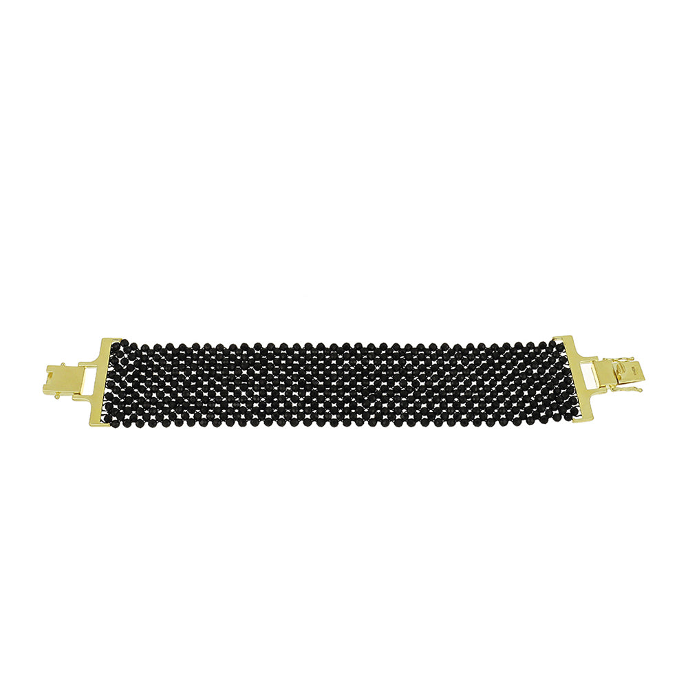 Pulsera de Plata Bañada en Oro con Espinela Negra