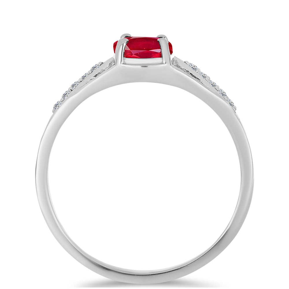 Anillo de Plata con Ágata Roja y Topacio Blanco 2 