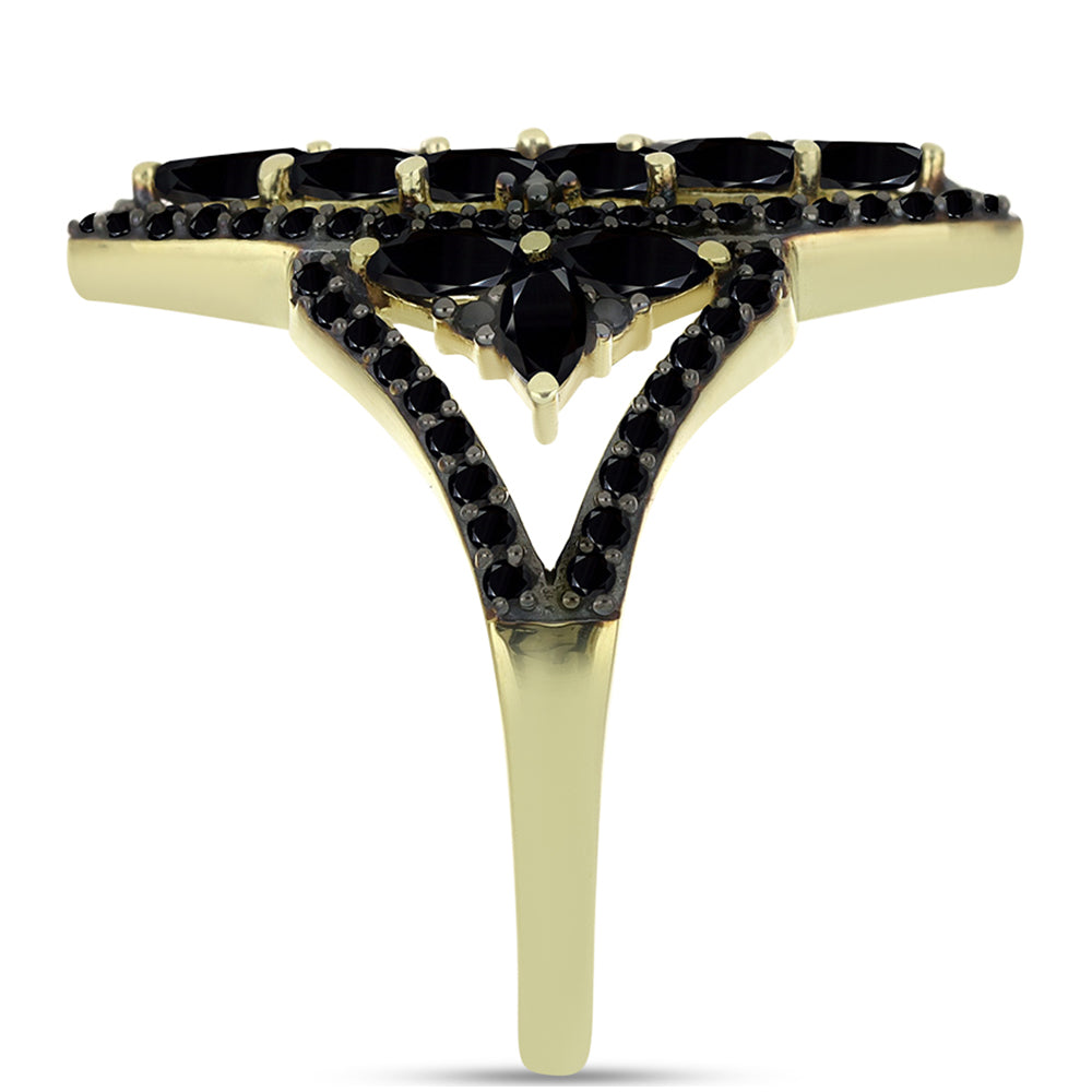 Anillo de Plata Bañada en Oro con Espinela Negra 4 