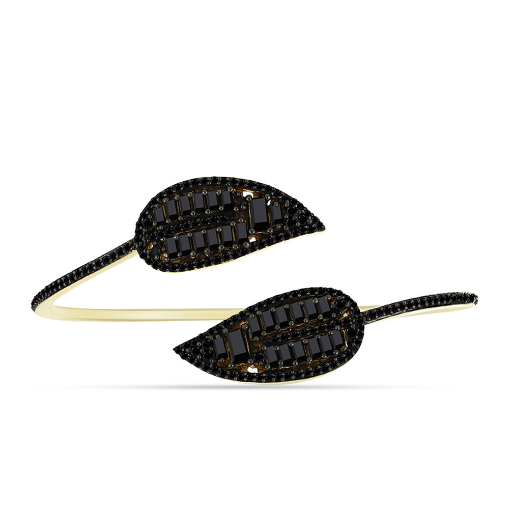 Brazalete de Plata Bañada en Oro con Espinela Negra 2 