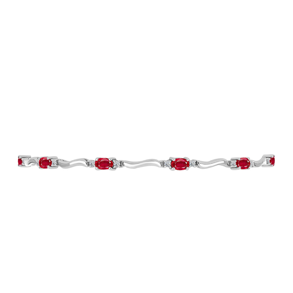 Pulsera de Plata con Ágata Roja y Topacio Blanco