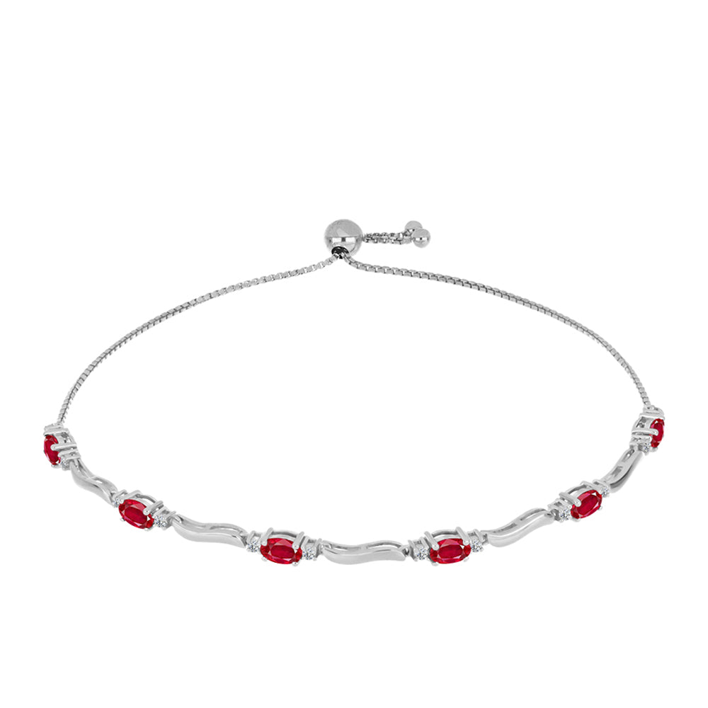 Pulsera de Plata con Ágata Roja y Topacio Blanco 1 
