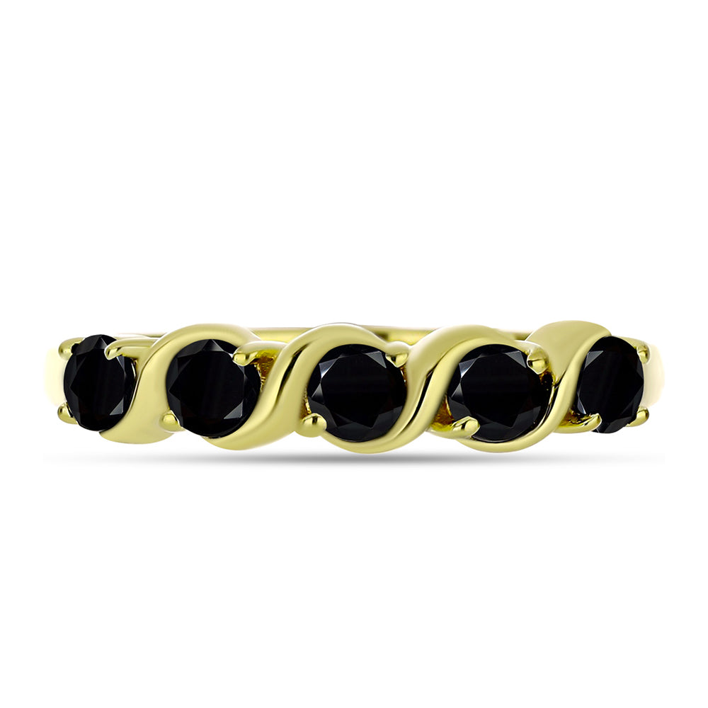 Anillo de Plata Bañada en Oro con Espinela Negra 1 