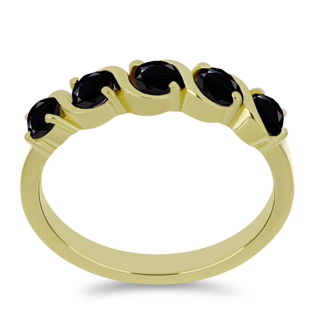 Anillo de Plata Bañada en Oro con Espinela Negra