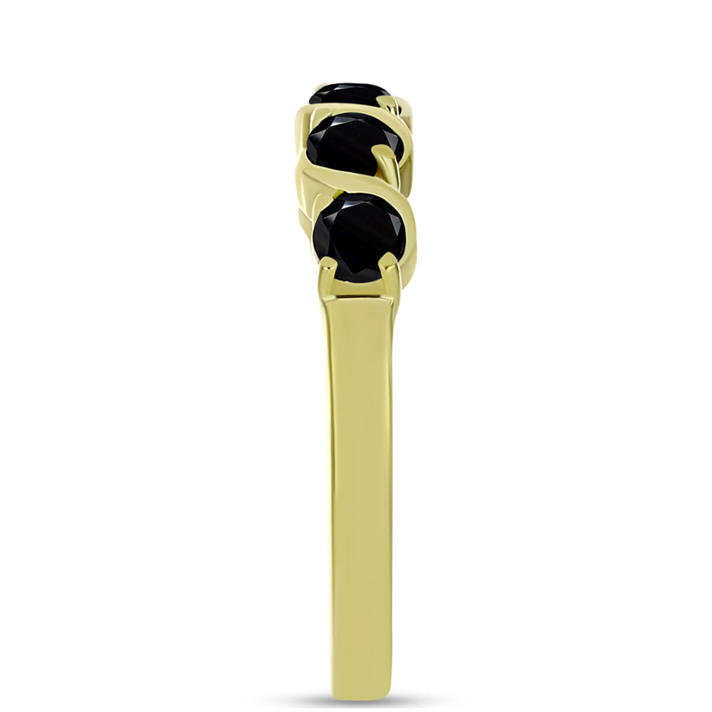 Anillo de Plata Bañada en Oro con Espinela Negra