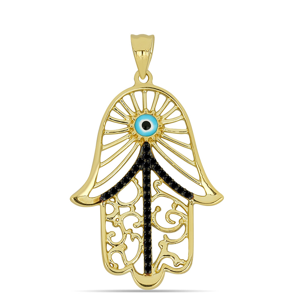 Colgante de Plata Bañada en Oro con Espinela Negra 1 