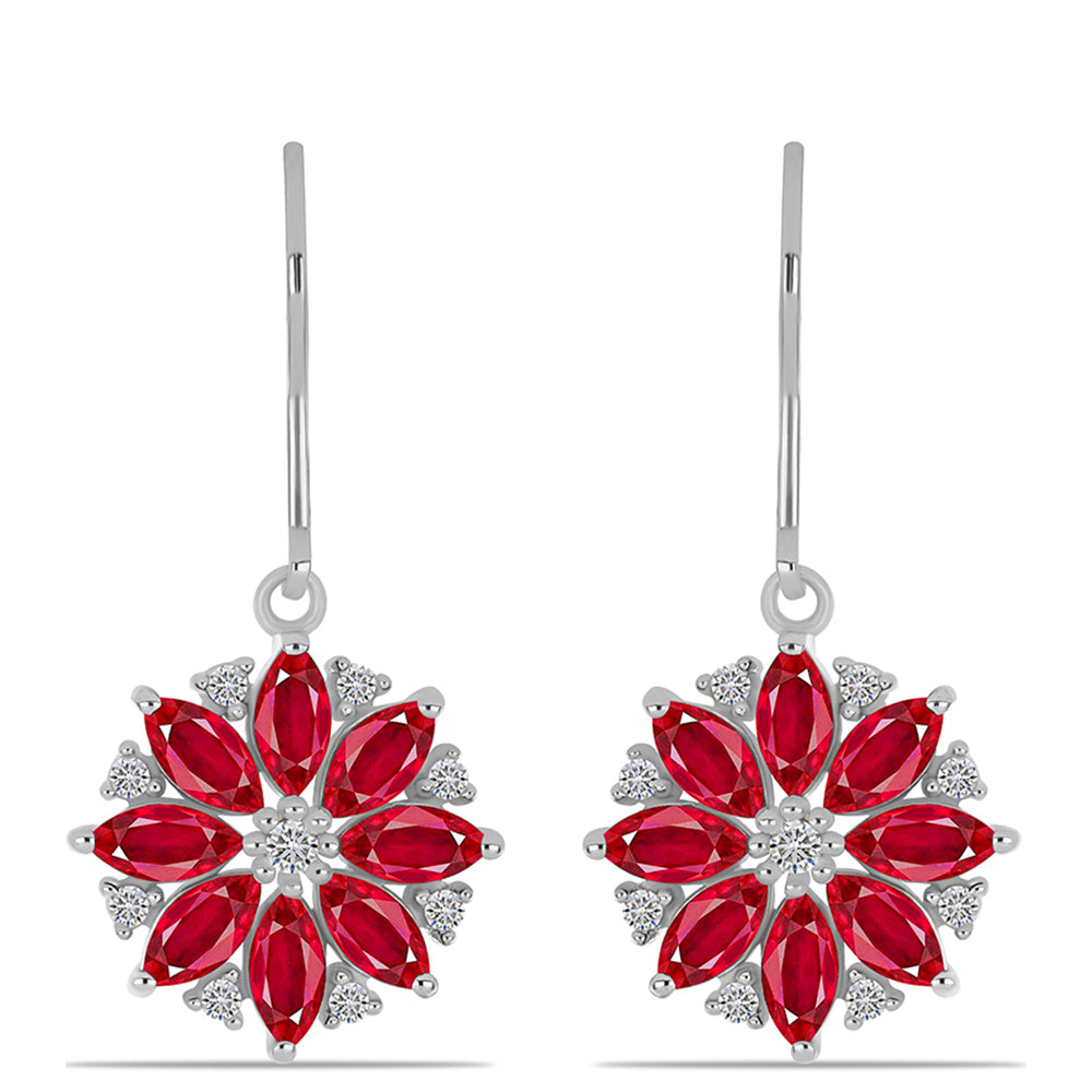 Pendientes de Plata con Ágata Roja y Topacio Blanco 1 
