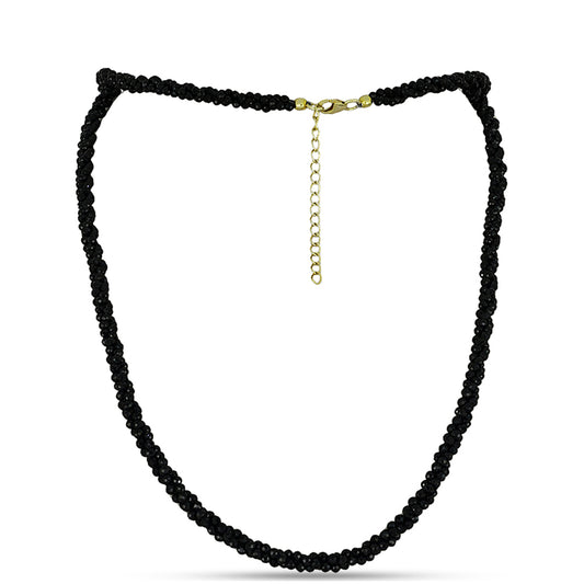 Collar de Plata Bañada en Oro con Espinela Negra