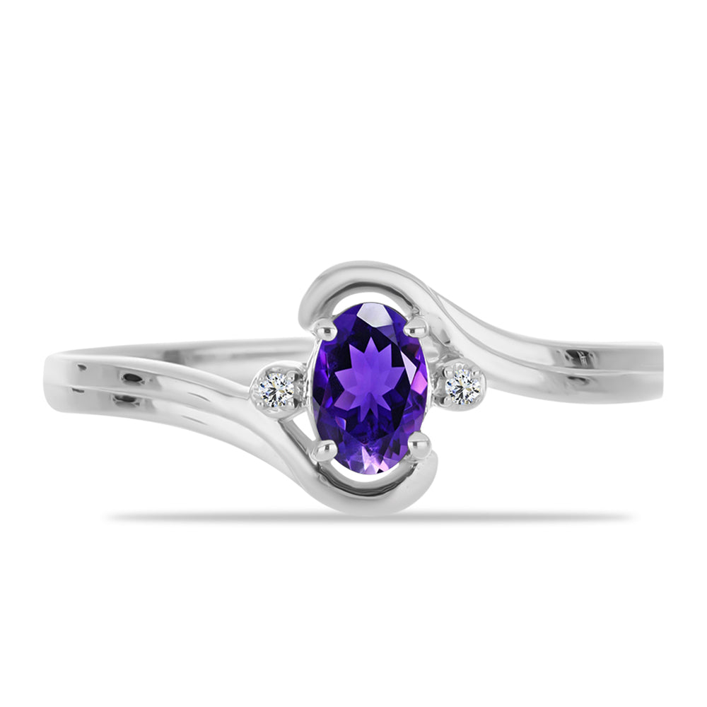 Anillo de Plata con Amatista de Marruecos y Topacio Blanco 1 