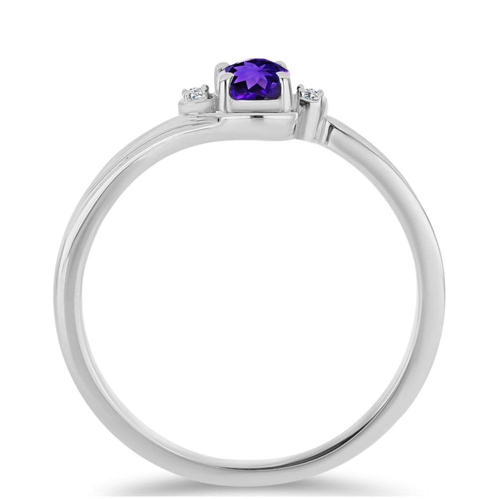 Anillo de Plata con Amatista de Marruecos y Topacio Blanco 2 