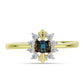 Anillo de Plata Bañada en Oro con Diamante Azul y Topacio Blanco