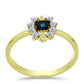 Anillo de Plata Bañada en Oro con Diamante Azul y Topacio Blanco