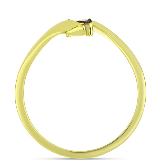 Anillo de Plata Bañada en Oro con Diamante Azul