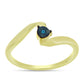 Anillo de Plata Bañada en Oro con Diamante Azul