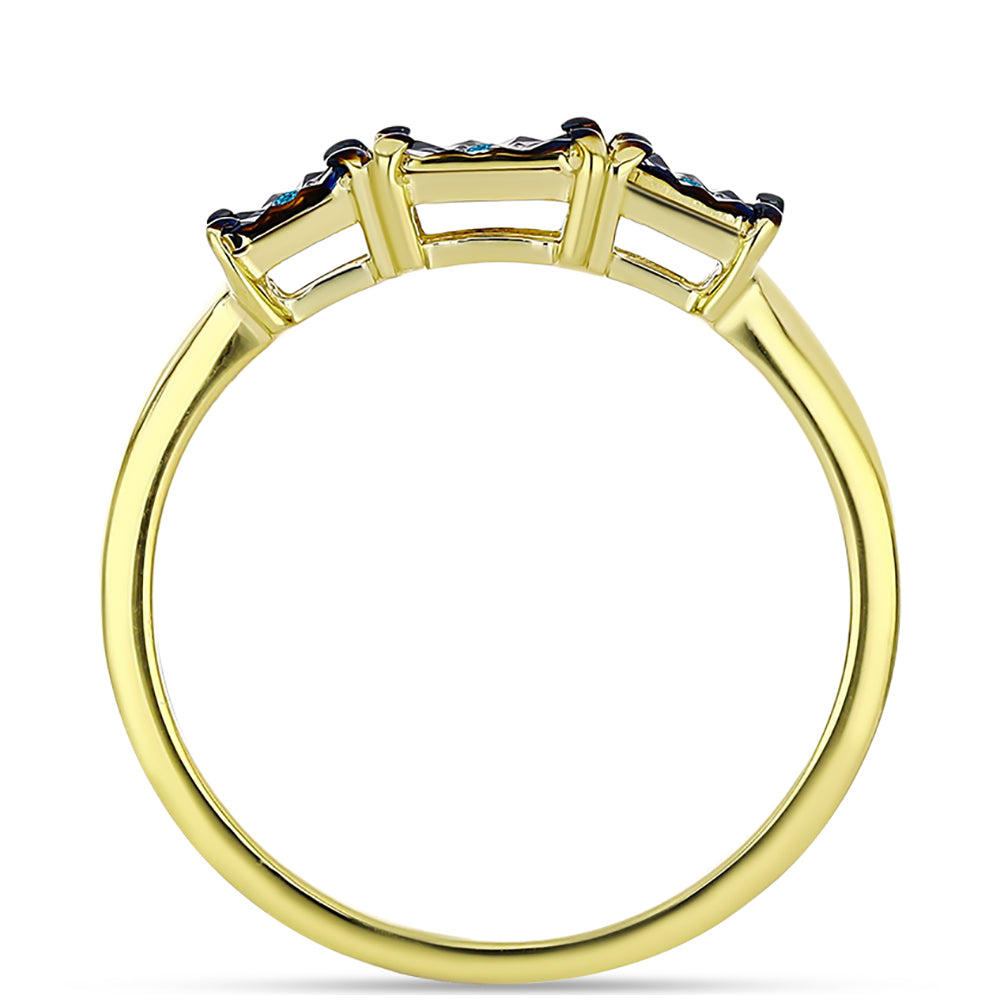 Anillo de Plata Bañada en Oro con Diamante Azul 2 