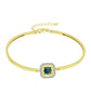 Brazalete de Plata Bañada en Oro con Diamante Azul y Topacio Blanco